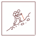 Steep ascent through the forest.
